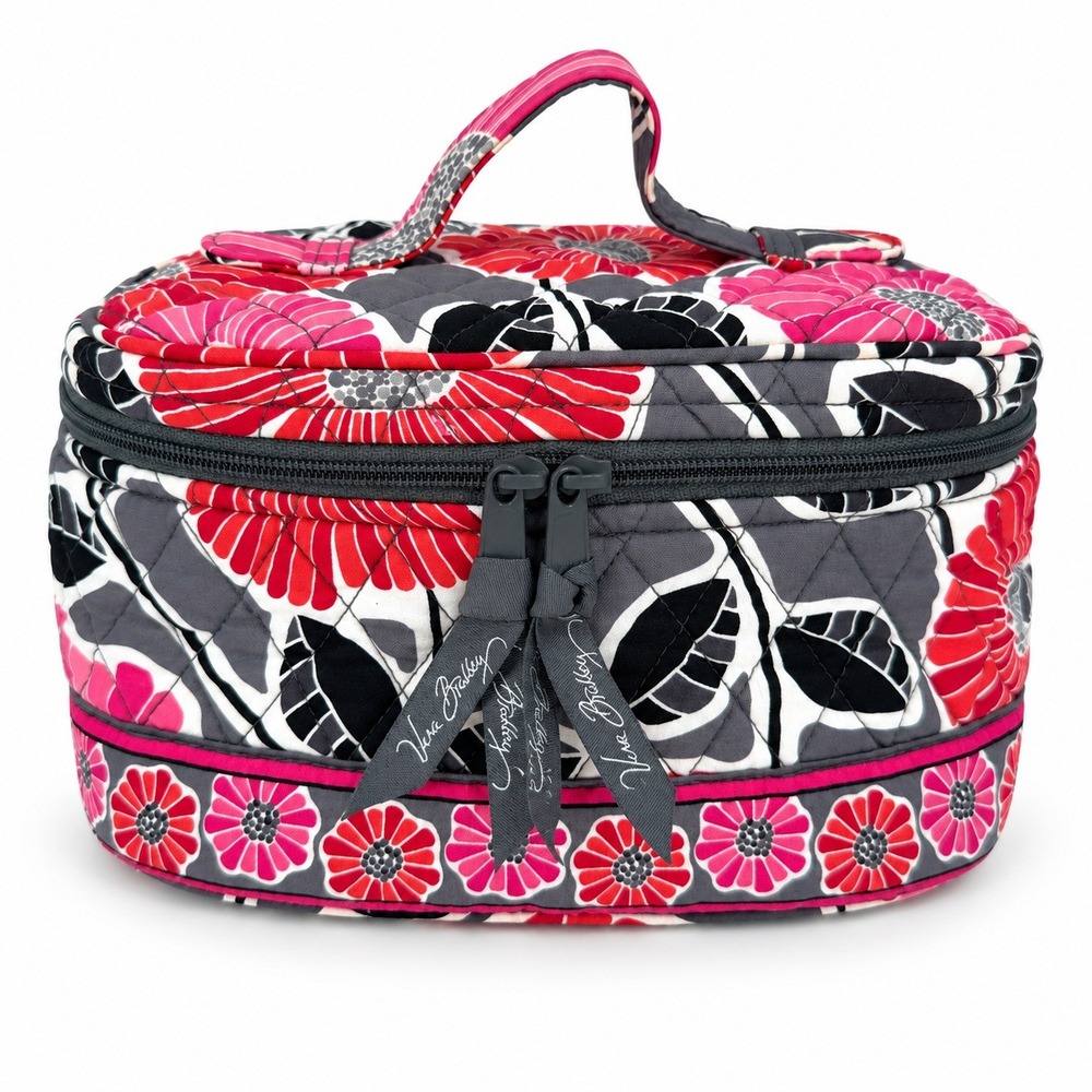Vera Bradley OS Cosmetic Case Cherry Blossoms Floral Quilted Travel Vanity Bag